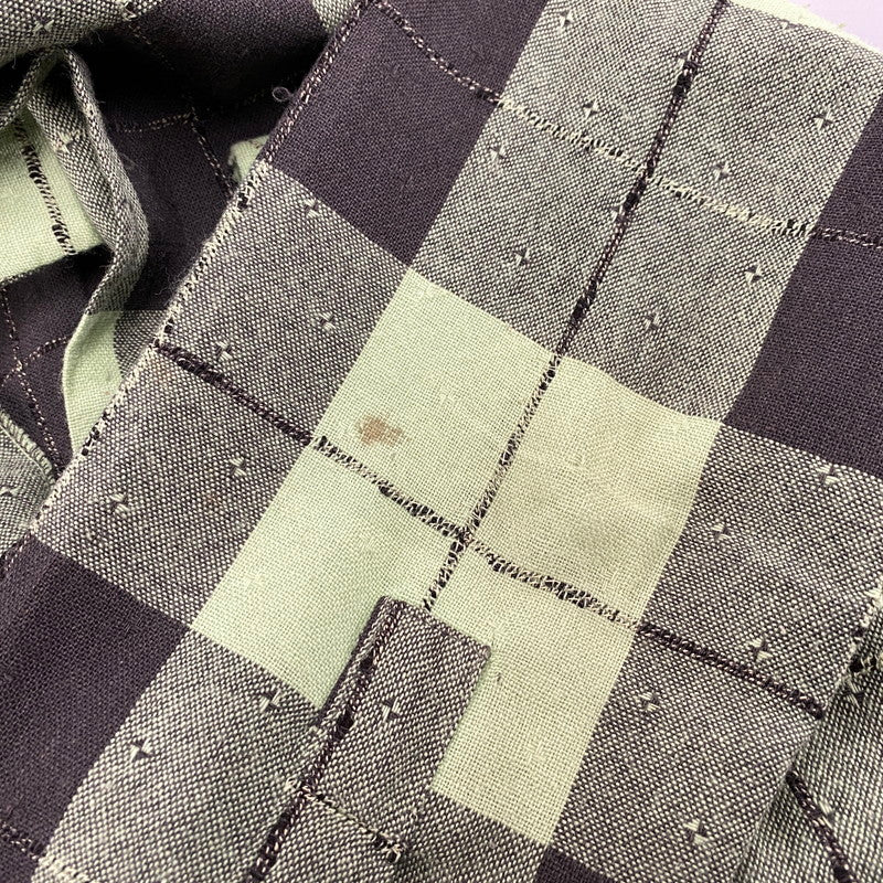 【中古品】【メンズ】 VINTAGE OPEN COLLAR CHECK LS SHIRT オープン カラー チェック ロングスリーブ シャツ トップス 長袖 146-260309-kh-08-izu カラー：ライトグリーン×ブラック 万代Net店