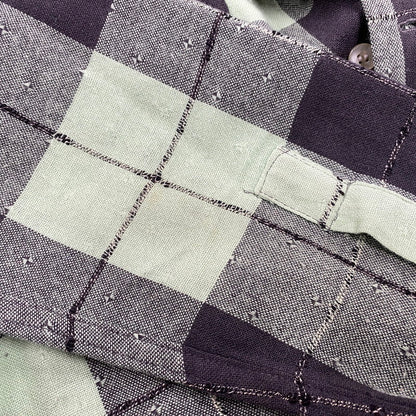 【中古品】【メンズ】 VINTAGE OPEN COLLAR CHECK LS SHIRT オープン カラー チェック ロングスリーブ シャツ トップス 長袖 146-260309-kh-08-izu カラー：ライトグリーン×ブラック 万代Net店