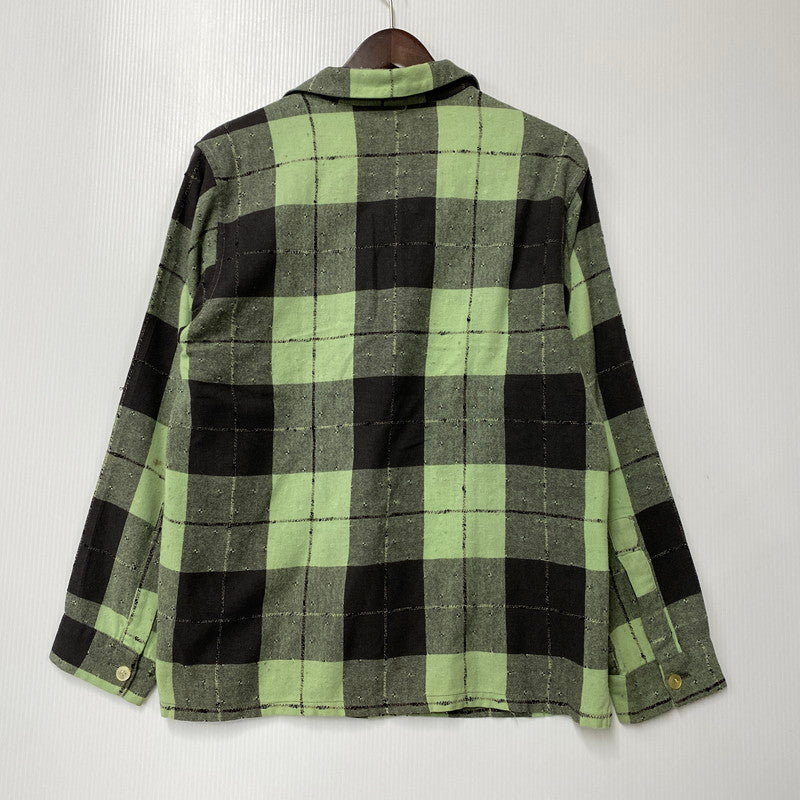 【中古品】【メンズ】 VINTAGE OPEN COLLAR CHECK LS SHIRT オープン カラー チェック ロングスリーブ シャツ トップス 長袖 146-260309-kh-08-izu カラー：ライトグリーン×ブラック 万代Net店