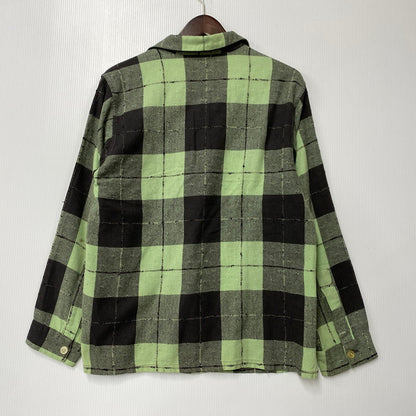 【中古品】【メンズ】 VINTAGE OPEN COLLAR CHECK LS SHIRT オープン カラー チェック ロングスリーブ シャツ トップス 長袖 146-260309-kh-08-izu カラー：ライトグリーン×ブラック 万代Net店