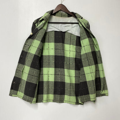 【中古品】【メンズ】 VINTAGE OPEN COLLAR CHECK LS SHIRT オープン カラー チェック ロングスリーブ シャツ トップス 長袖 146-260309-kh-08-izu カラー：ライトグリーン×ブラック 万代Net店