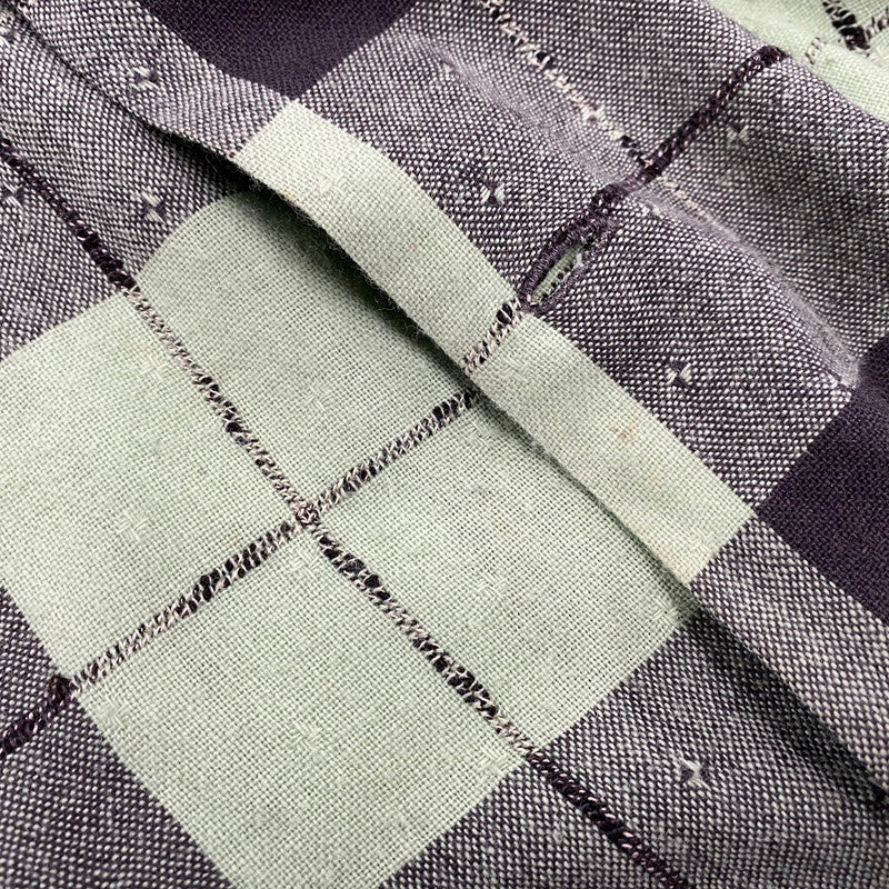 【中古品】【メンズ】 VINTAGE OPEN COLLAR CHECK LS SHIRT オープン カラー チェック ロングスリーブ シャツ トップス 長袖 146-260309-kh-08-izu カラー：ライトグリーン×ブラック 万代Net店