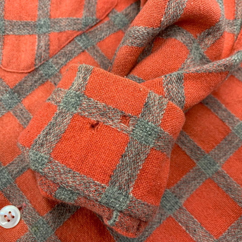 【現状渡し品】【メンズ】 GRODINS OF CALIFORNIA OPEN COLLAR CHECK LS SHIRT オープンカラー チェック ロングスリーブ シャツ 長袖 146-260310-as-08-izu サイズ：M カラー：レッド系 万代Net店