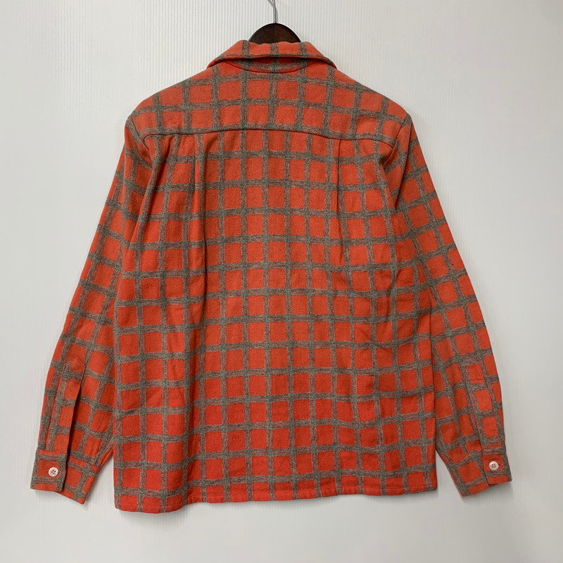 【現状渡し品】【メンズ】 GRODINS OF CALIFORNIA OPEN COLLAR CHECK LS SHIRT オープンカラー チェック ロングスリーブ シャツ 長袖 146-260310-as-08-izu サイズ：M カラー：レッド系 万代Net店