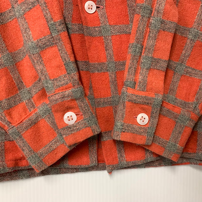 【現状渡し品】【メンズ】 GRODINS OF CALIFORNIA OPEN COLLAR CHECK LS SHIRT オープンカラー チェック ロングスリーブ シャツ 長袖 146-260310-as-08-izu サイズ：M カラー：レッド系 万代Net店