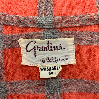 【現状渡し品】【メンズ】 GRODINS OF CALIFORNIA OPEN COLLAR CHECK LS SHIRT オープンカラー チェック ロングスリーブ シャツ 長袖 146-260310-as-08-izu サイズ：M カラー：レッド系 万代Net店