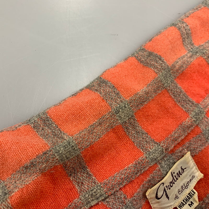 【現状渡し品】【メンズ】 GRODINS OF CALIFORNIA OPEN COLLAR CHECK LS SHIRT オープンカラー チェック ロングスリーブ シャツ 長袖 146-260310-as-08-izu サイズ：M カラー：レッド系 万代Net店