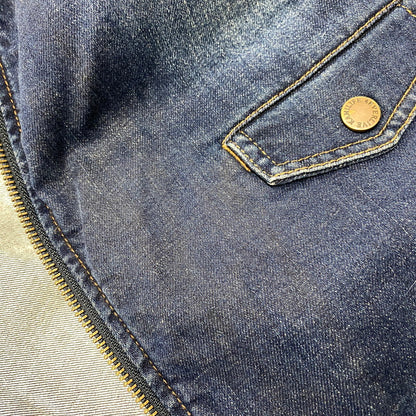 【中古品】【メンズ】 KARL KANI カールカナイ DENIM DOUBLE RIDERS JACKET 183K1605 デニム ダブルライダースジャケット アウター 142-260316-as-05-izu サイズ：XXL カラー：インディゴ 万代Net店