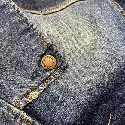【中古品】【メンズ】 KARL KANI カールカナイ DENIM DOUBLE RIDERS JACKET 183K1605 デニム ダブルライダースジャケット アウター 142-260316-as-05-izu サイズ：XXL カラー：インディゴ 万代Net店