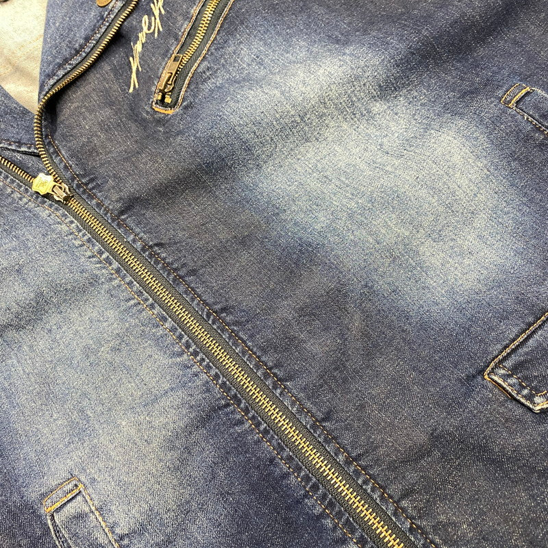 【中古品】【メンズ】 KARL KANI カールカナイ DENIM DOUBLE RIDERS JACKET 183K1605 デニム ダブルライダースジャケット アウター 142-260316-as-05-izu サイズ：XXL カラー：インディゴ 万代Net店