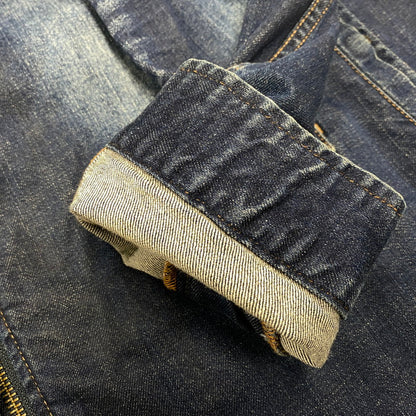 【中古品】【メンズ】 KARL KANI カールカナイ DENIM DOUBLE RIDERS JACKET 183K1605 デニム ダブルライダースジャケット アウター 142-260316-as-05-izu サイズ：XXL カラー：インディゴ 万代Net店