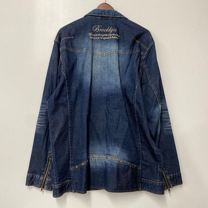 【中古品】【メンズ】 KARL KANI カールカナイ DENIM DOUBLE RIDERS JACKET 183K1605 デニム ダブルライダースジャケット アウター 142-260316-as-05-izu サイズ：XXL カラー：インディゴ 万代Net店