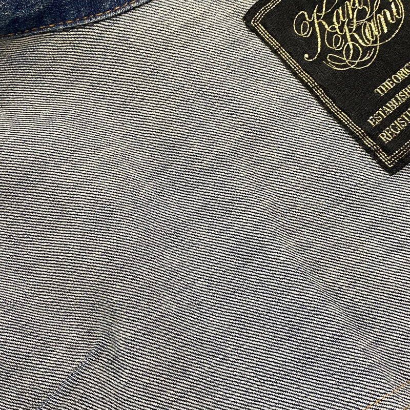 【中古品】【メンズ】 KARL KANI カールカナイ DENIM DOUBLE RIDERS JACKET 183K1605 デニム ダブルライダースジャケット アウター 142-260316-as-05-izu サイズ：XXL カラー：インディゴ 万代Net店