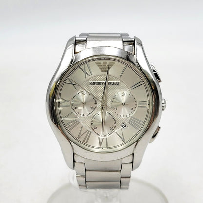 【中古品】【メンズ/レディース】 EMPORIO ARMANI エンポリオ・アルマーニ AR-11081 VALENTE CHRONOGRAPH QUARTZ WATCH バレンテ クロノグラフ クオーツ ウォッチ 腕時計 時計 197-260606-ya-14-izu カラー：シルバー 万代Net店