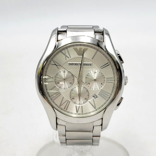 【中古品】【メンズ/レディース】 EMPORIO ARMANI エンポリオ・アルマーニ AR-11081 VALENTE CHRONOGRAPH QUARTZ WATCH バレンテ クロノグラフ クオーツ ウォッチ 腕時計 時計 197-260606-ya-14-izu カラー：シルバー 万代Net店