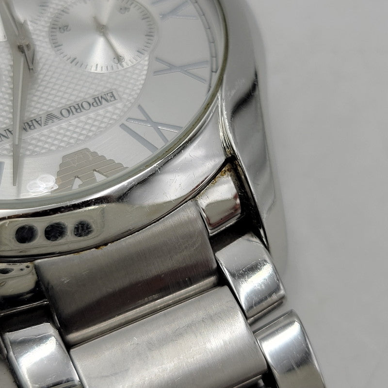 【中古品】【メンズ/レディース】 EMPORIO ARMANI エンポリオ・アルマーニ AR-11081 VALENTE CHRONOGRAPH QUARTZ WATCH バレンテ クロノグラフ クオーツ ウォッチ 腕時計 時計 197-260606-ya-14-izu カラー：シルバー 万代Net店