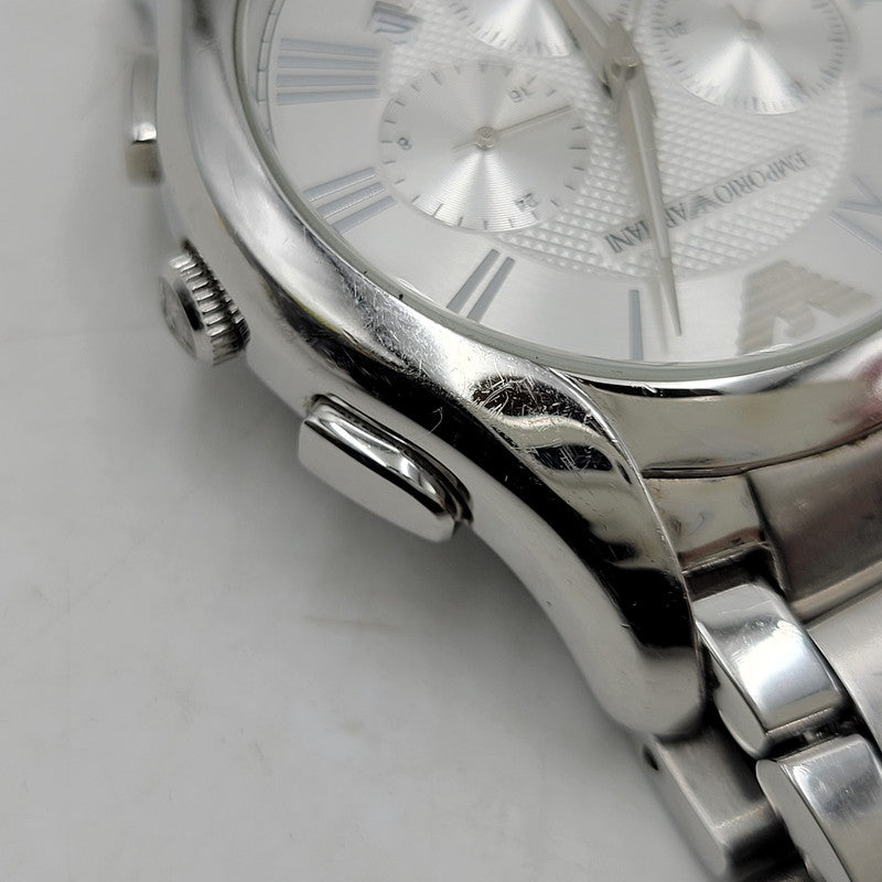【中古品】【メンズ/レディース】 EMPORIO ARMANI エンポリオ・アルマーニ AR-11081 VALENTE CHRONOGRAPH QUARTZ WATCH バレンテ クロノグラフ クオーツ ウォッチ 腕時計 時計 197-260606-ya-14-izu カラー：シルバー 万代Net店