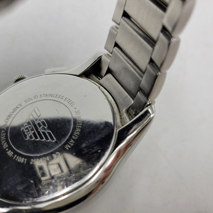 【中古品】【メンズ/レディース】 EMPORIO ARMANI エンポリオ・アルマーニ AR-11081 VALENTE CHRONOGRAPH QUARTZ WATCH バレンテ クロノグラフ クオーツ ウォッチ 腕時計 時計 197-260606-ya-14-izu カラー：シルバー 万代Net店