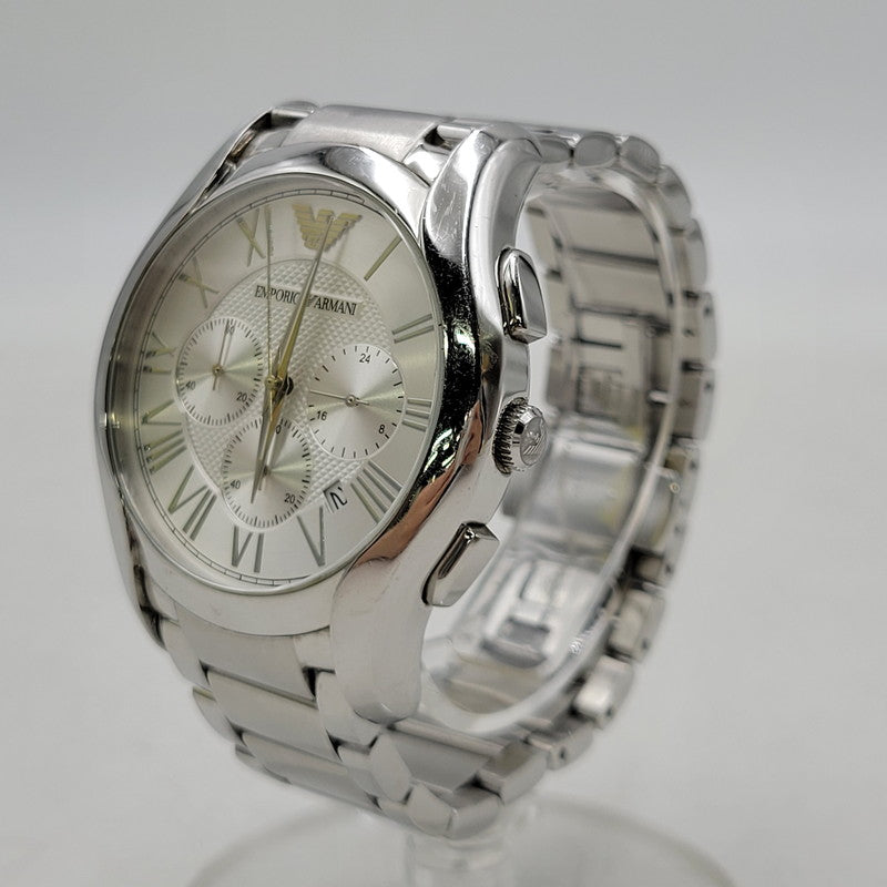 【中古品】【メンズ/レディース】 EMPORIO ARMANI エンポリオ・アルマーニ AR-11081 VALENTE CHRONOGRAPH QUARTZ WATCH バレンテ クロノグラフ クオーツ ウォッチ 腕時計 時計 197-260606-ya-14-izu カラー：シルバー 万代Net店
