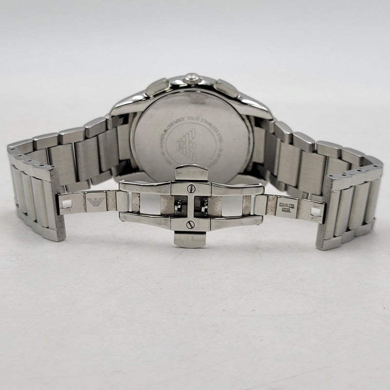 【中古品】【メンズ/レディース】 EMPORIO ARMANI エンポリオ・アルマーニ AR-11081 VALENTE CHRONOGRAPH QUARTZ WATCH バレンテ クロノグラフ クオーツ ウォッチ 腕時計 時計 197-260606-ya-14-izu カラー：シルバー 万代Net店