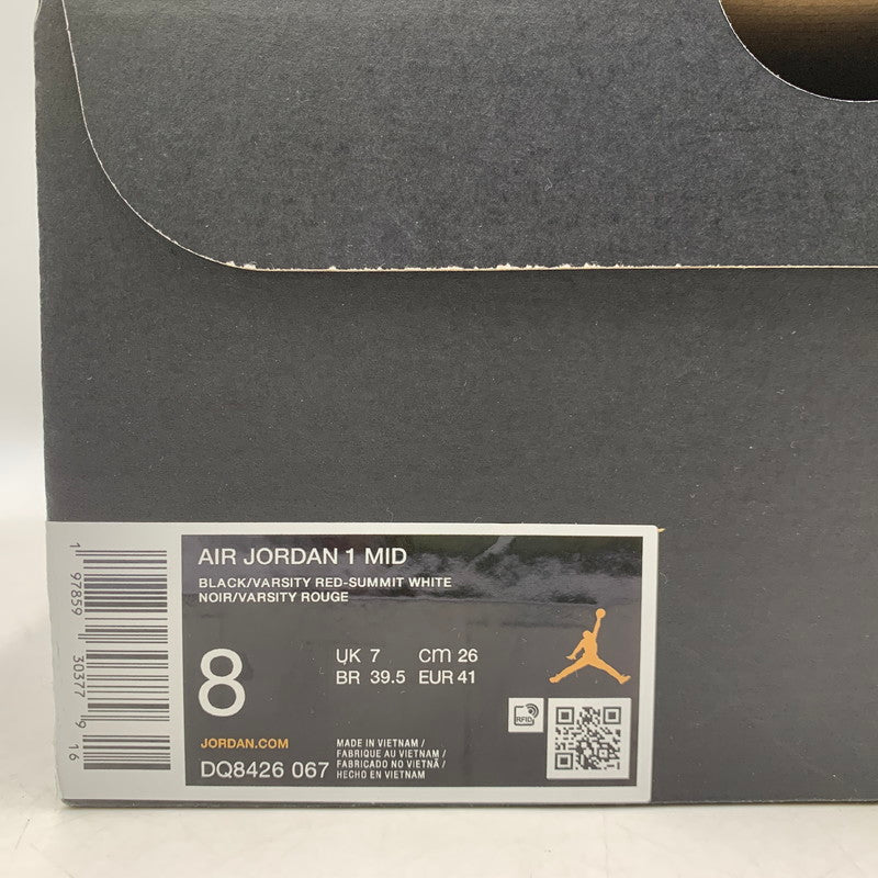 【中古品】【メンズ/レディース】 DQ8426-067 AIR JORDAN 1 MID エア ジョーダン ワン ミッド スニーカー シューズ 靴 160-260311-cs-01-izu サイズ：26cm カラー：BLACK/VARSITY RED-SUMMIT WHITE 万代Net店