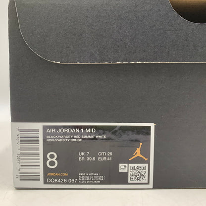 【中古品】【メンズ/レディース】 DQ8426-067 AIR JORDAN 1 MID エア ジョーダン ワン ミッド スニーカー シューズ 靴 160-260311-cs-01-izu サイズ：26cm カラー：BLACK/VARSITY RED-SUMMIT WHITE 万代Net店