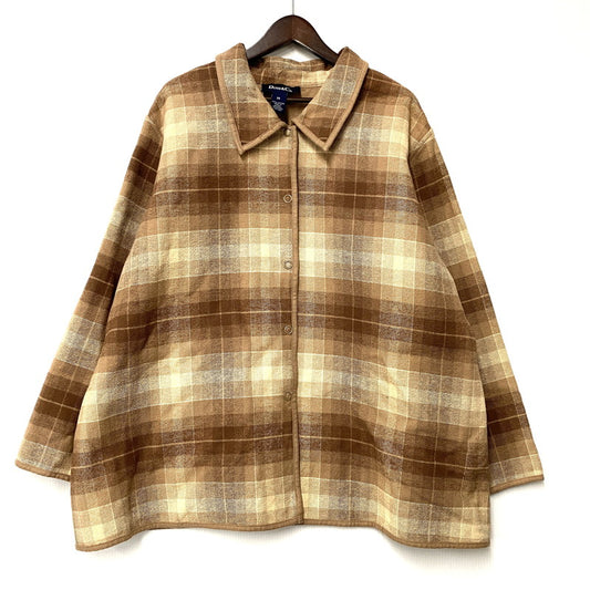 【中古品】【メンズ】 DENIM&CO. デニム&コー CHECK JACKET チェックジャケット 146-260316-as-08-izu サイズ：3X カラー：ブラウン系 万代Net店