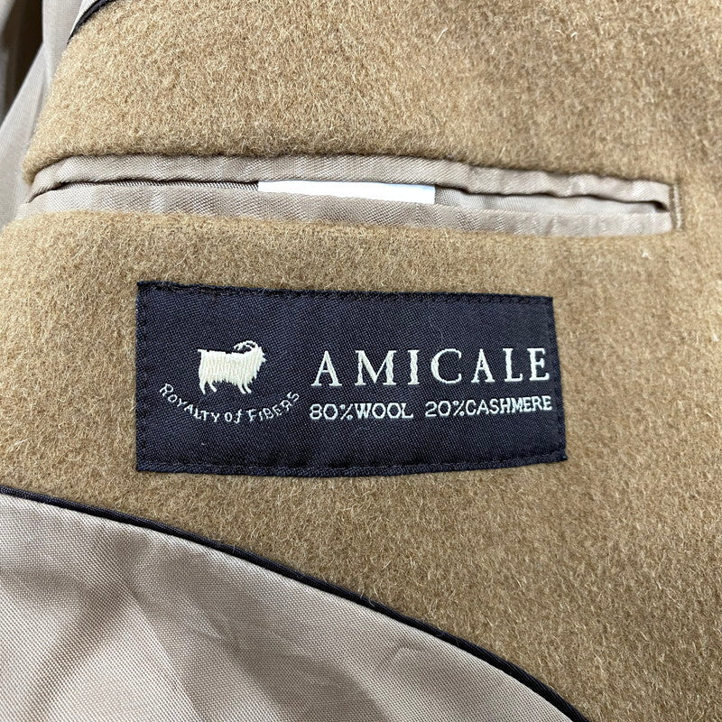 【中古品】【メンズ】 AMICALE CASHMERE BLEND WOOL CHESTER COAT アミカル カシミヤ ブレンド ウール チェスターコート アウター 146-260311-kh-09-izu サイズ：42R カラー：キャメル 万代Net店