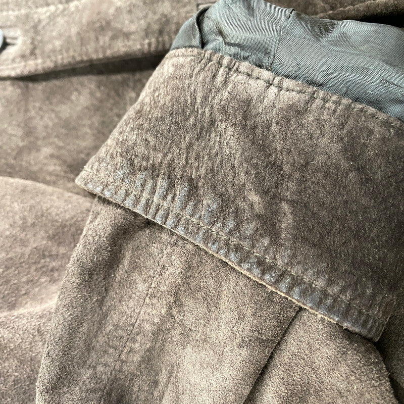 【中古品】【メンズ】 ST.JOHN'S BAY セントジョンズベイ SUEDE LEATHER SHIRT JACKET スエードレザー シャツジャケット 146-260316-as-09-izu サイズ：M カラー：ブラウン 万代Net店