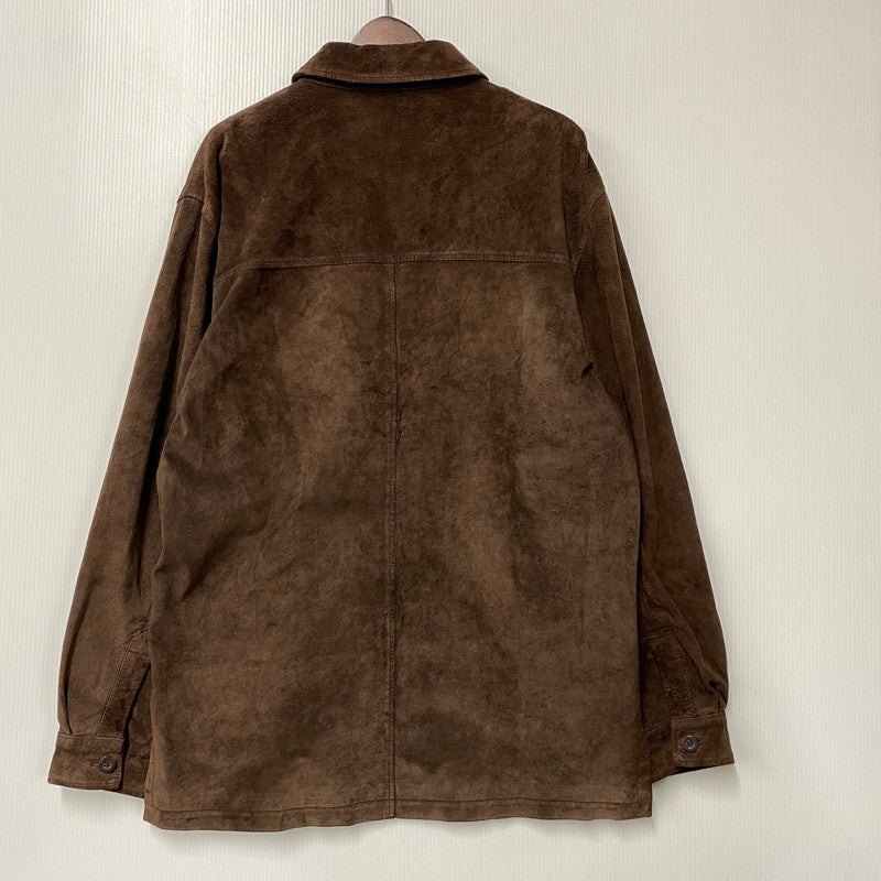 【中古品】【メンズ】 ST.JOHN'S BAY セントジョンズベイ SUEDE LEATHER SHIRT JACKET スエードレザー シャツジャケット 146-260316-as-09-izu サイズ：M カラー：ブラウン 万代Net店