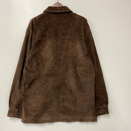 【中古品】【メンズ】 ST.JOHN'S BAY セントジョンズベイ SUEDE LEATHER SHIRT JACKET スエードレザー シャツジャケット 146-260316-as-09-izu サイズ：M カラー：ブラウン 万代Net店