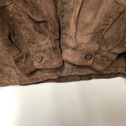 【中古品】【メンズ】 ST.JOHN'S BAY セントジョンズベイ SUEDE LEATHER SHIRT JACKET スエードレザー シャツジャケット 146-260316-as-09-izu サイズ：M カラー：ブラウン 万代Net店