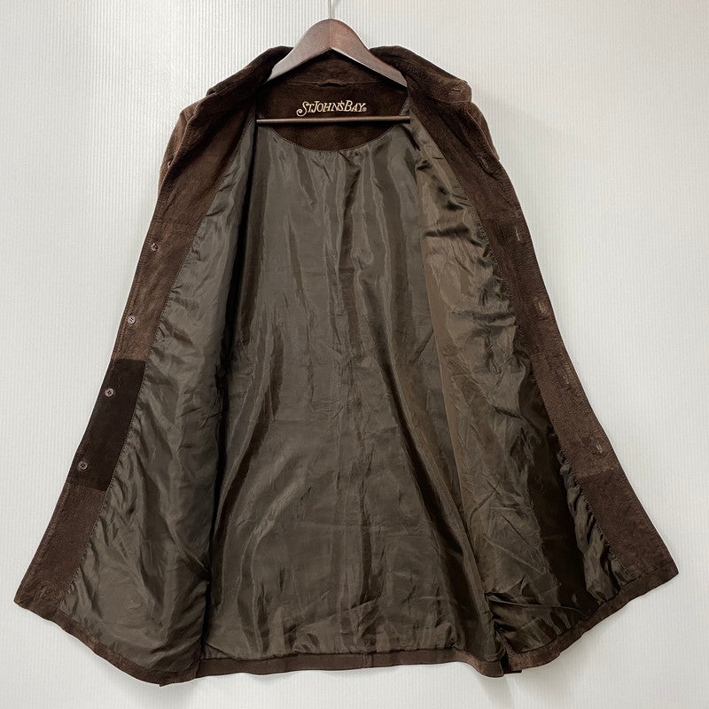 【中古品】【メンズ】 ST.JOHN'S BAY セントジョンズベイ SUEDE LEATHER SHIRT JACKET スエードレザー シャツジャケット 146-260316-as-09-izu サイズ：M カラー：ブラウン 万代Net店