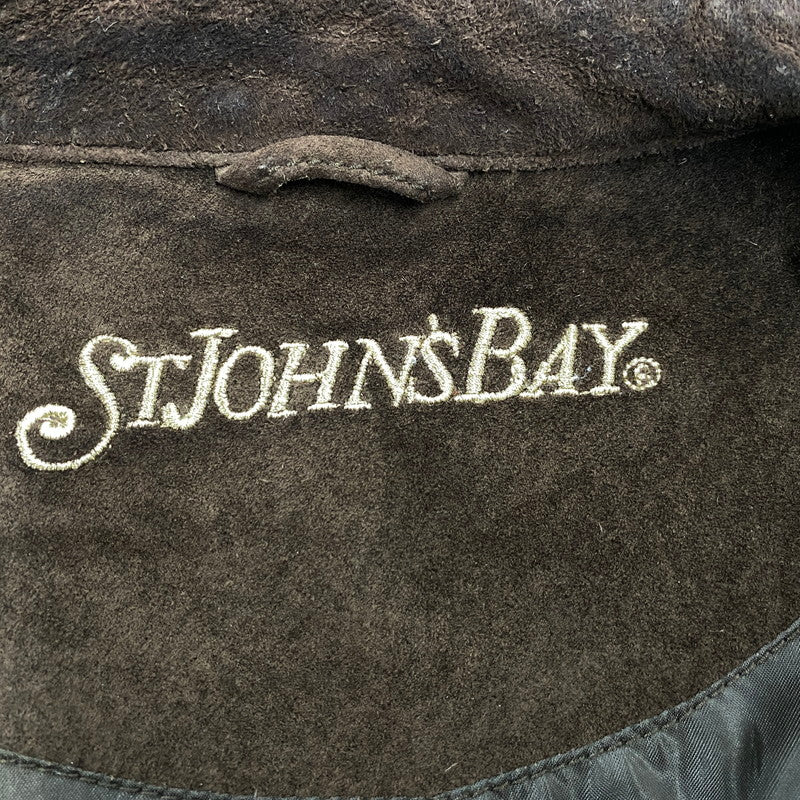 【中古品】【メンズ】 ST.JOHN'S BAY セントジョンズベイ SUEDE LEATHER SHIRT JACKET スエードレザー シャツジャケット 146-260316-as-09-izu サイズ：M カラー：ブラウン 万代Net店