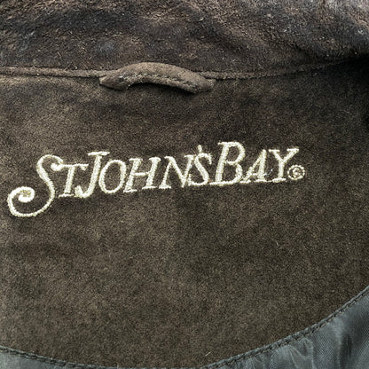【中古品】【メンズ】 ST.JOHN'S BAY セントジョンズベイ SUEDE LEATHER SHIRT JACKET スエードレザー シャツジャケット 146-260316-as-09-izu サイズ：M カラー：ブラウン 万代Net店