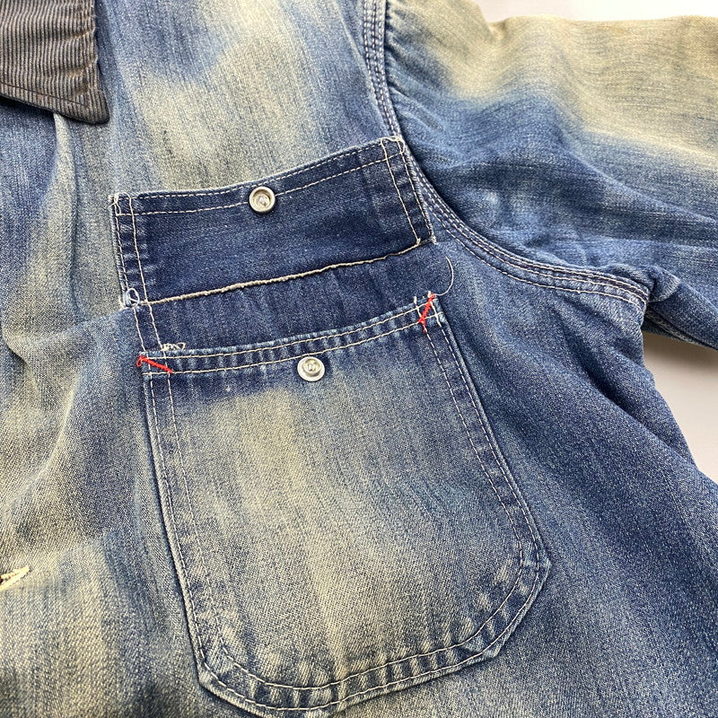 【中古品】【メンズ】 BIG MAC ビッグマック CORDUROY COLLAR BLANKET LINER DENIM COVERALL コーデュロイ カラー ブランケット ライナー デニム カバーオール アウター 146-260311-kh-04-izu カラー：インディゴ 万代Net店
