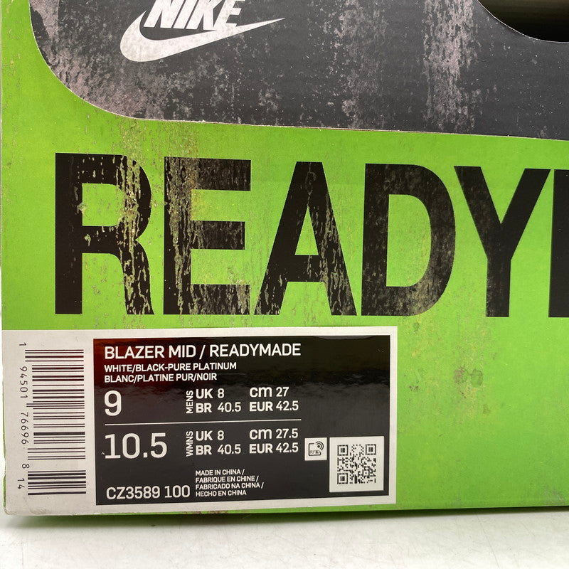【現状渡し品】【メンズ】 ×READYMADE CZ3589-100 BLAZER MID ブレーザーミッド スニーカー 靴 160-260318-tt-06-izu サイズ：27cm カラー：WHITE/BLACK-PURE PLATINUM 万代Net店