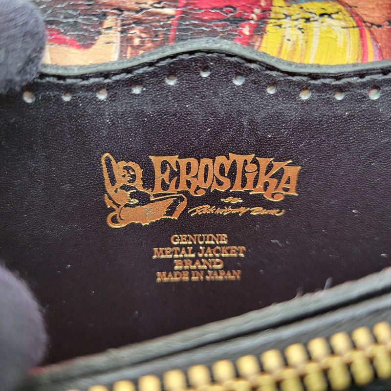 【中古品】【メンズ】 ROCKIN'JELLY BEAN ロッキン ジェリービーン × METAL JACKET メタル ジャケット MJL-02 ROLLER GIRL ローラーガール G.T. STEERHIDE ステアハイド LEATHER LONG WALLET レザー ロング ウォレット 財布 長財布 200-260411-ya-12-izu カラー：BLACK 万代Net店