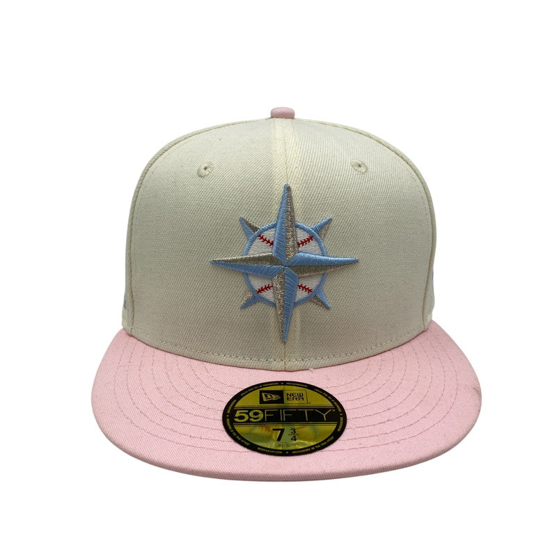【中古品】【メンズ/レディース】 59FIFTY SEATTLE MARINERS シアトル・マリナーズ 帽子 キャップ 185-260318-tt-03-izu サイズ：7 3/4 (61.5cm) カラー：アイボリー×ピンク 万代Net店