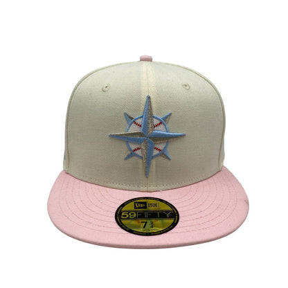 【中古品】【メンズ/レディース】 59FIFTY SEATTLE MARINERS シアトル・マリナーズ 帽子 キャップ 185-260318-tt-03-izu サイズ：7 3/4 (61.5cm) カラー：アイボリー×ピンク 万代Net店
