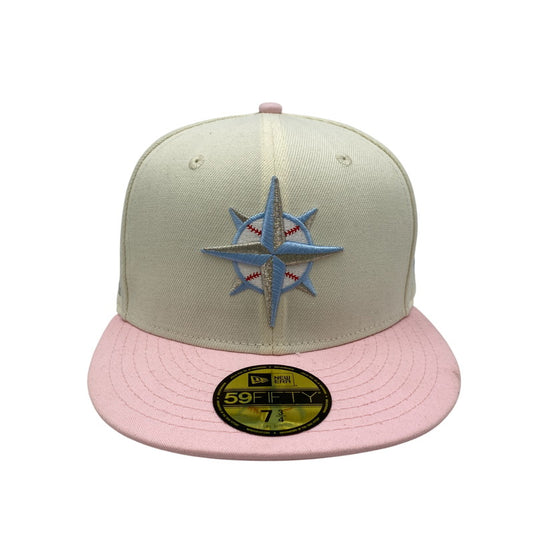 【中古品】【メンズ/レディース】 NEW ERA ニューエラ 59FIFTY SEATTLE MARINERS シアトル・マリナーズ 帽子 キャップ 185-260318-tt-03-izu サイズ：7 3/4 (61.5cm) カラー：アイボリー×ピンク 万代Net店