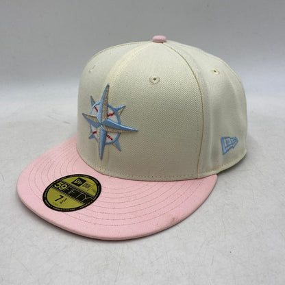 【中古品】【メンズ/レディース】 59FIFTY SEATTLE MARINERS シアトル・マリナーズ 帽子 キャップ 185-260318-tt-03-izu サイズ：7 3/4 (61.5cm) カラー：アイボリー×ピンク 万代Net店