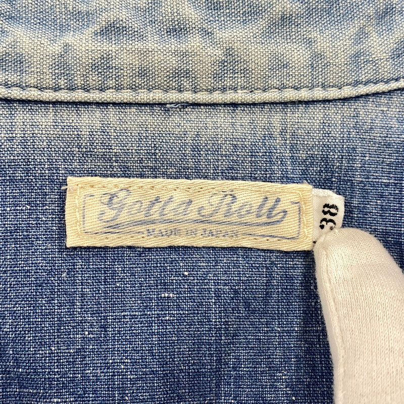 【中古品】【メンズ】 GOTTA ROLL ガッタ ロール THE FLAT HEAD ザ フラッド ヘッド チンスト付き DENIM WORK SHIRT デニム ワーク シャツ トップス 長袖 145-260317-cs-10-izu サイズ：38 カラー：インディゴ 万代Net店
