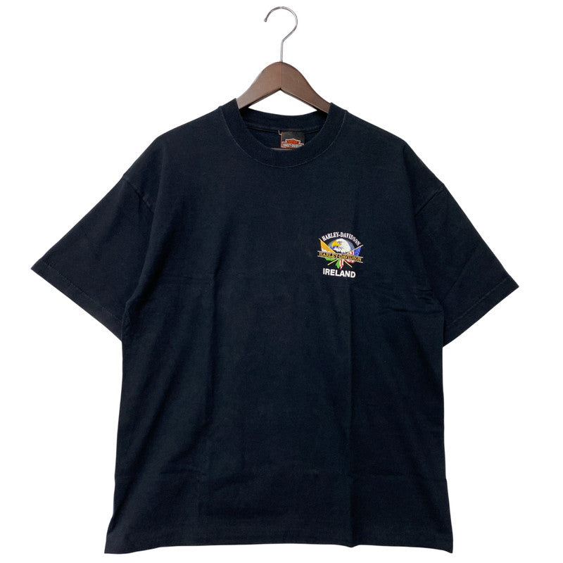 【中古品】【メンズ】 USA製"IRELAND EAGLE"PRINT S S TEE アイルランド イーグル プリント Tシャツ 半袖 トップス 146-260319-yn-08-izu サイズ：L カラー：ブラック 万代Net店