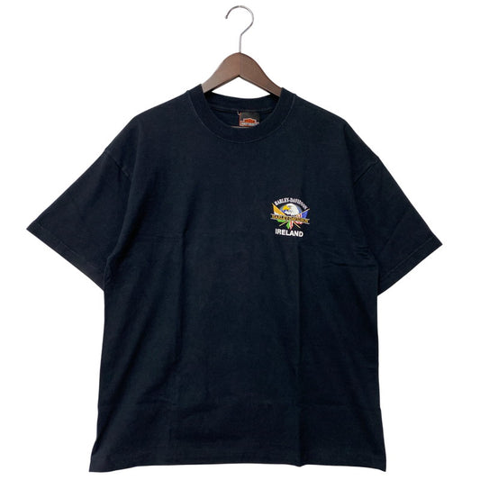 【中古品】【メンズ】 USA製"IRELAND EAGLE"PRINT S S TEE アイルランド イーグル プリント Tシャツ 半袖 トップス 146-260319-yn-08-izu サイズ：L カラー：ブラック 万代Net店