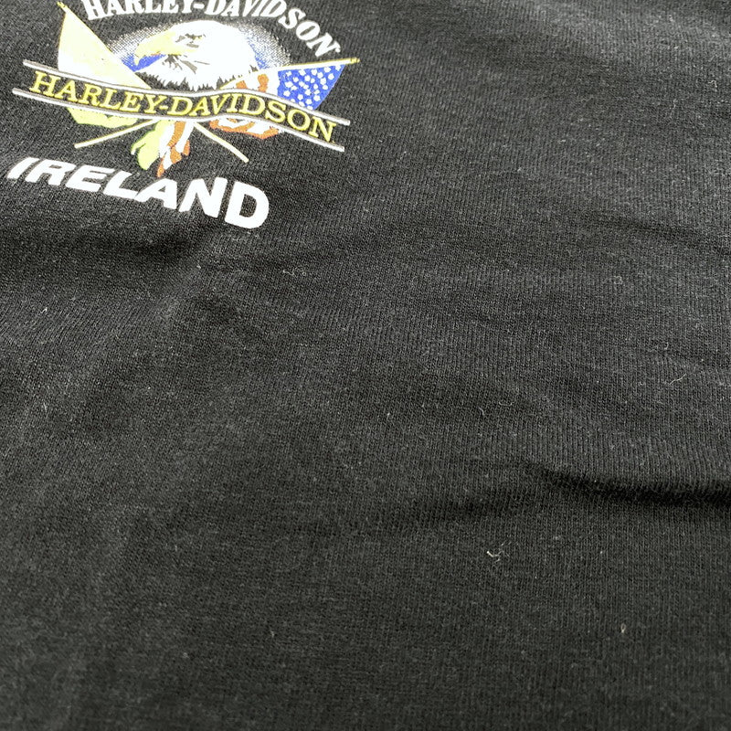 【中古品】【メンズ】 USA製"IRELAND EAGLE"PRINT S S TEE アイルランド イーグル プリント Tシャツ 半袖 トップス 146-260319-yn-08-izu サイズ：L カラー：ブラック 万代Net店