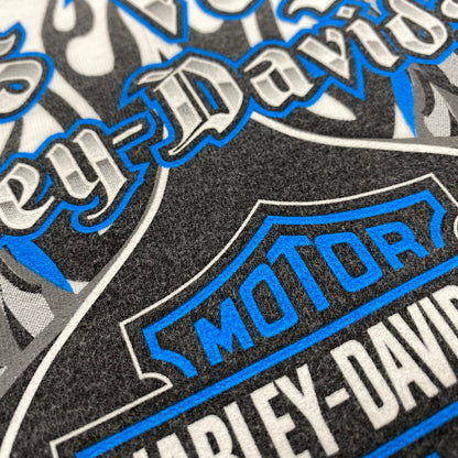 【中古品】【メンズ】 HARLEY DAVIDSON ハーレーダビッドソン LAS VEGAS SPADE BLUE FIRE PRINT S/S TEE c2010 プリント Tシャツ 半袖 白タグ USA製 146-260315-as-06-izu サイズ：L カラー：ホワイト 万代Net店