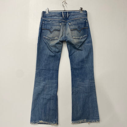 【中古品】【メンズ】 BUTTON FLY DAMAGE FLARE DENIM PANTS ボタン フライ ダメージ フレア デニム パンツ ボトムス 152-260319-yn-03-izu サイズ：31 カラー：インディゴ 万代Net店