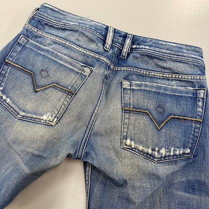 【中古品】【メンズ】 BUTTON FLY DAMAGE FLARE DENIM PANTS ボタン フライ ダメージ フレア デニム パンツ ボトムス 152-260319-yn-03-izu サイズ：31 カラー：インディゴ 万代Net店