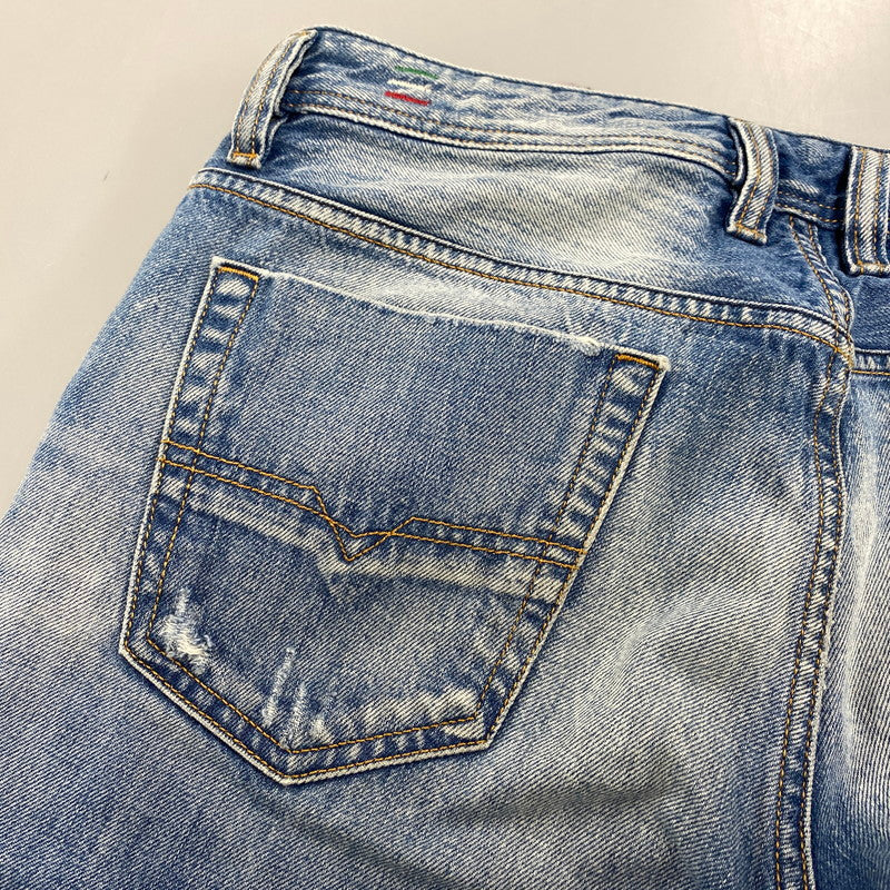 【中古品】【メンズ】 WASH 008A2 BUTTON FLY DAMAGE VIKER PANTS ボタン フライ ダメージ バイカー パンツ ボトムス 152-260319-yn-06-izu サイズ：32×32 カラー：インディゴ 万代Net店